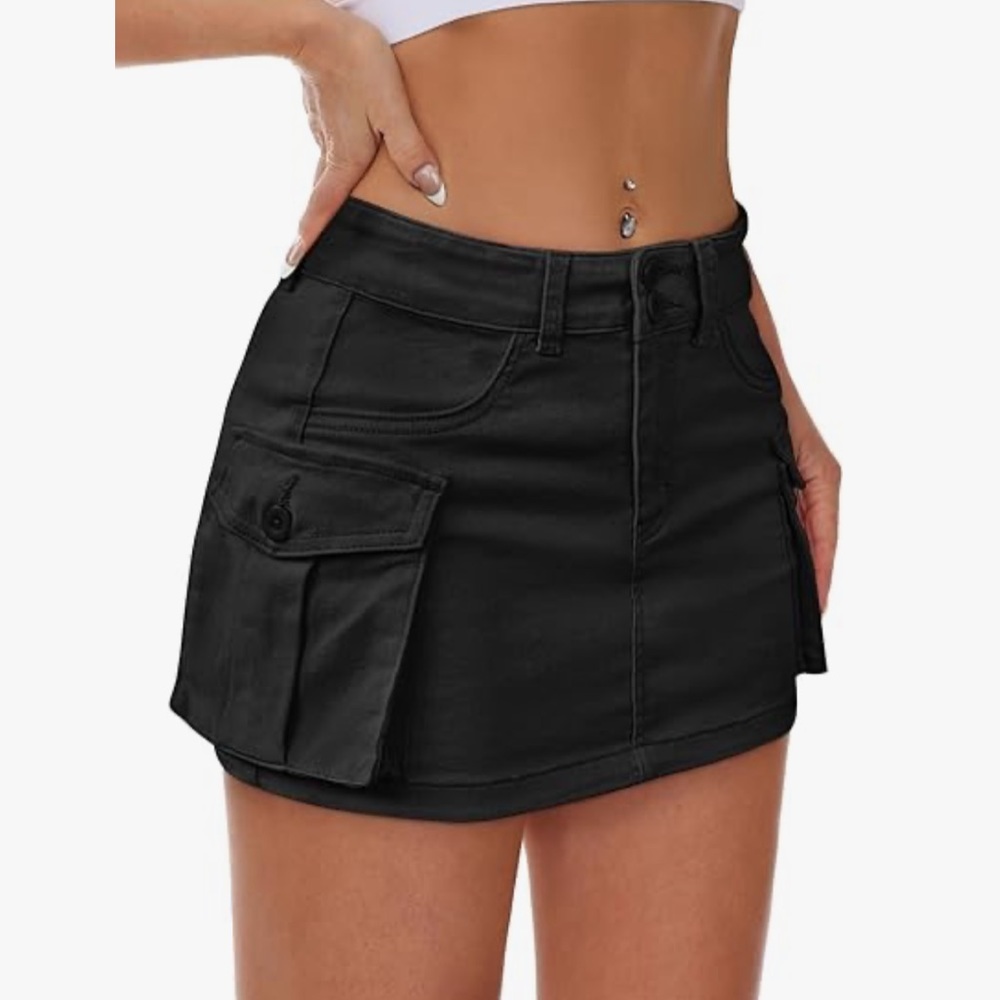 Black Cargo Skirt